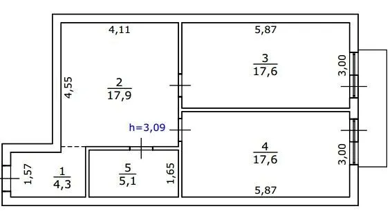 вул. Яслинська, 3 — 63.6 м²