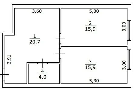 вул. Яслинська, 3 — 56.5 м²