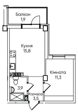 ЖК Гринвіч Парк — 37.3 м²