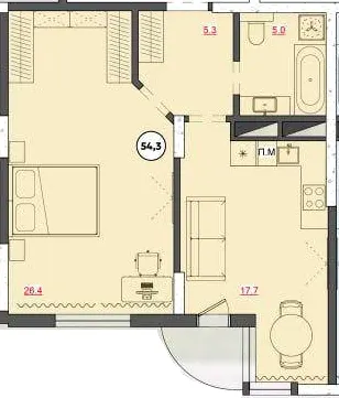 ЖК Comfort House — 54.3 м²