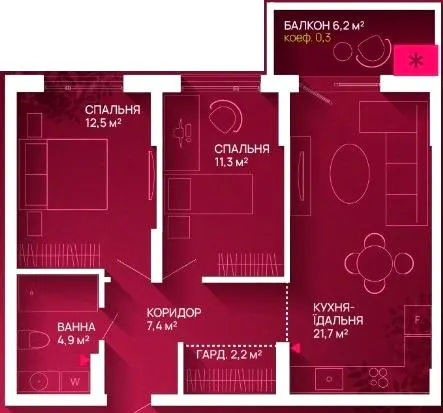 ЖК Family Plaza 2 — 62 м²