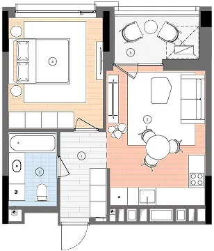 ЖК БИОРИТМ — 45.6 м²