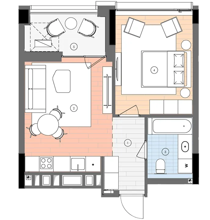 ЖК БИОРИТМ — 43.4 м²