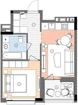 ЖК БИОРИТМ — 43.4 м²