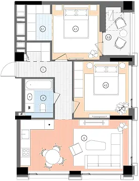 ЖК БИОРИТМ — 71.2 м²