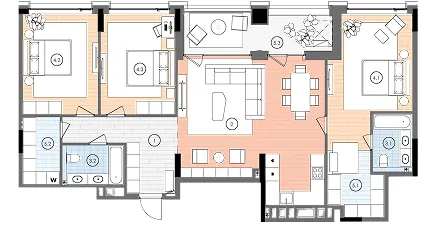 ЖК БИОРИТМ — 135.9 м²