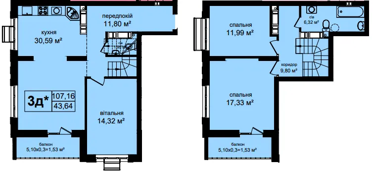 ЖК Авеню 42 — 107.2 м²