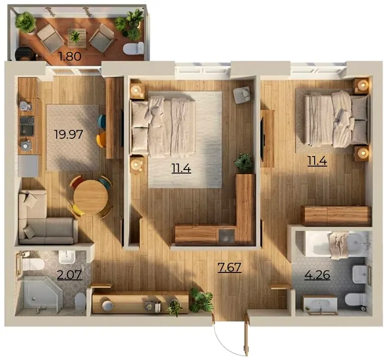 ЖК Комфортне містечко Residence — 58 м²