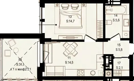 ЖК Aqua Vita — 42.8 м²
