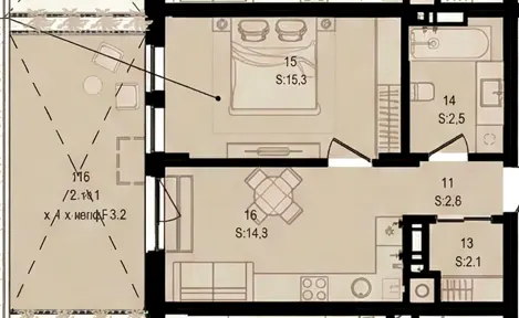 ЖК Aqua Vita — 45.7 м²