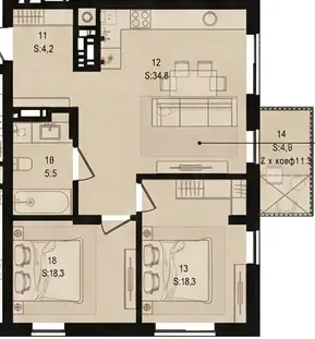 ЖК Aqua Vita — 61.4 м²