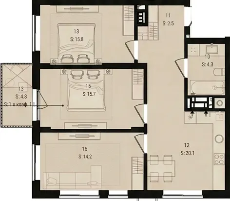 ЖК Aqua Vita — 77.4 м²