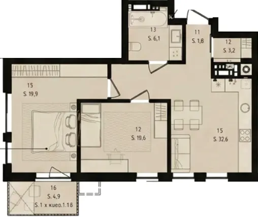 ЖК Aqua Vita — 60.8 м²