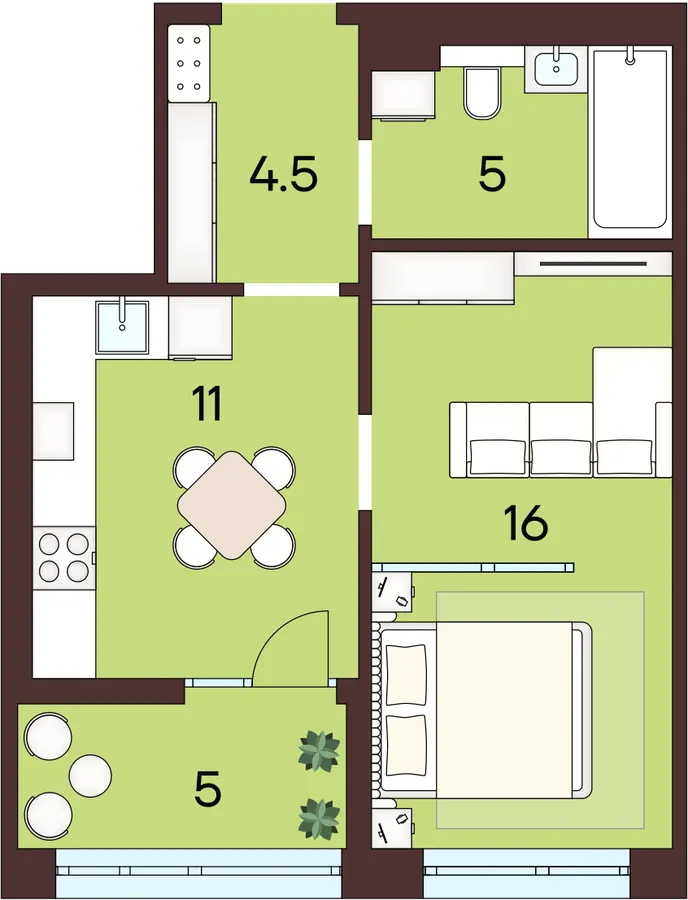 ЖК ЯРОВИЦЯ — 41.4 м²