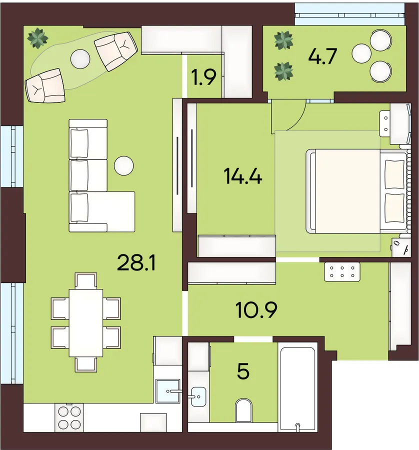 ЖК ЯРОВИЦЯ — 61.6 м²