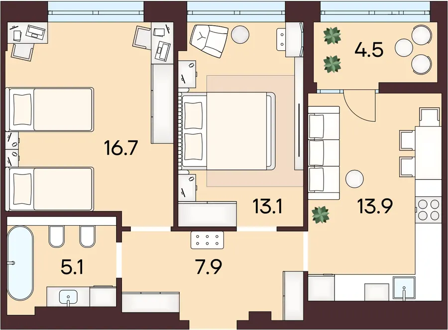 ЖК ЯРОВИЦЯ — 61.2 м²