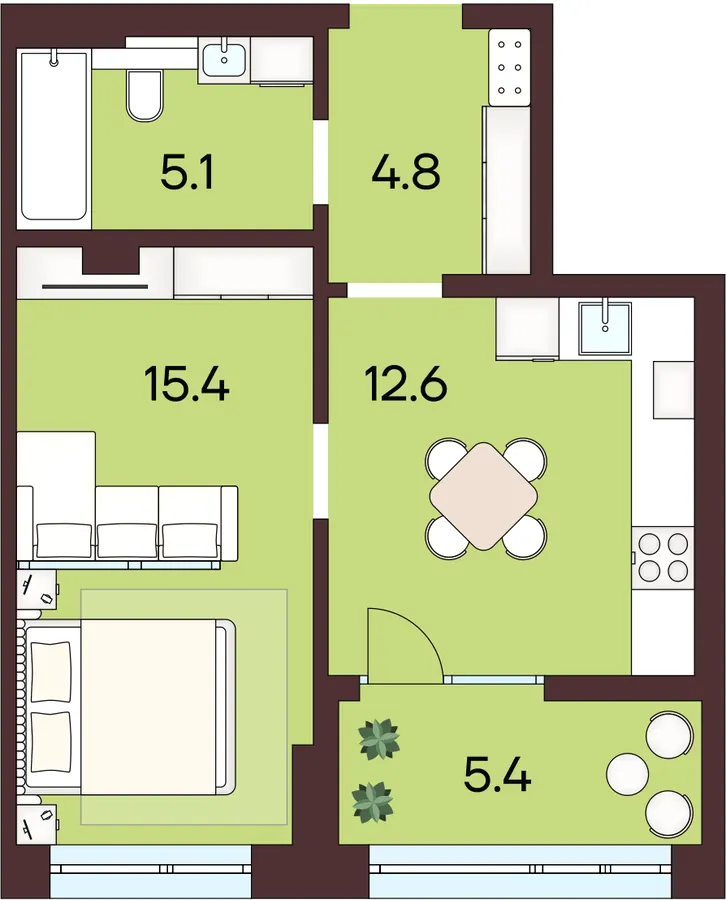 ЖК ЯРОВИЦЯ — 43.3 м²