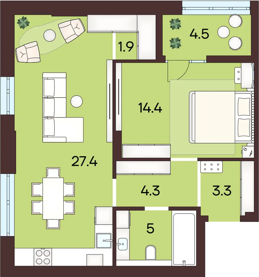 ЖК ЯРОВИЦЯ — 60.8 м²