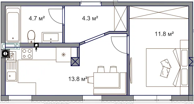 ЖК Fine Flats Sofia — 34.6 м²