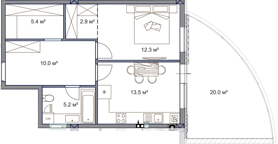 ЖК Fine Flats Sofia — 49.3 м²