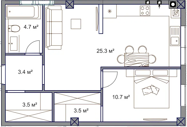 ЖК Fine Flats Sofia — 51.1 м²