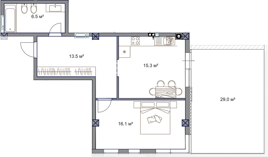 ЖК Fine Flats Sofia — 51.4 м²