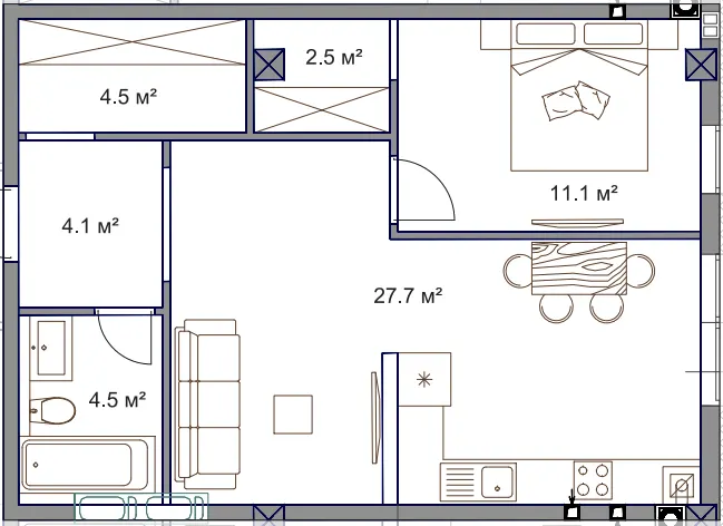 ЖК Fine Flats Sofia — 54.4 м²