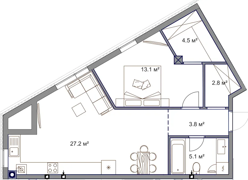 ЖК Fine Flats Sofia — 56.5 м²