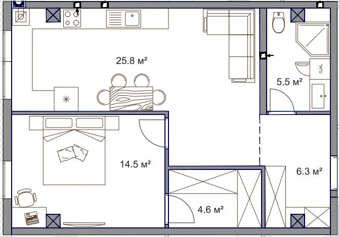 ЖК Fine Flats Sofia — 56.7 м²