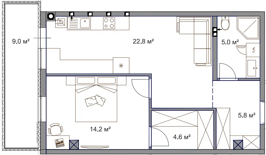 ЖК Fine Flats Sofia — 52.4 м²