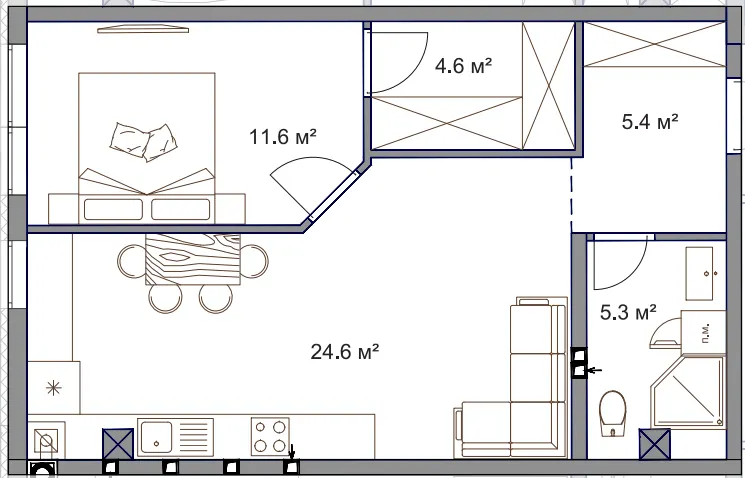 ЖК Fine Flats Sofia — 51.5 м²