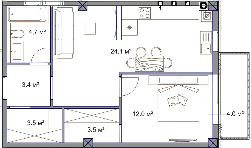 ЖК Fine Flats Sofia — 51.1 м²