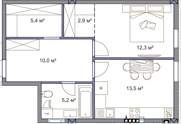 ЖК Fine Flats Sofia — 49.3 м²