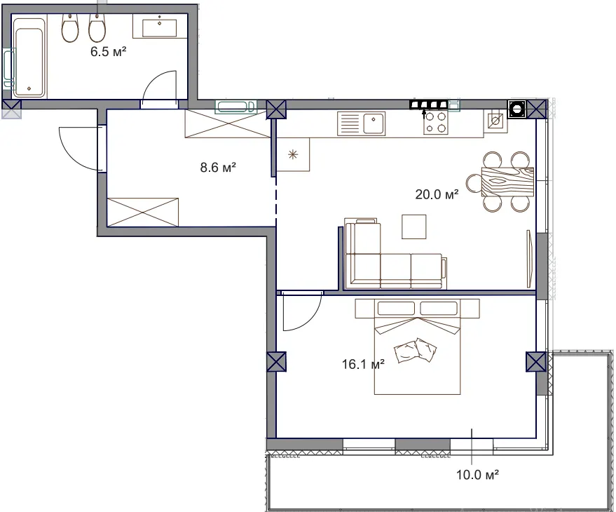 ЖК Fine Flats Sofia — 51.4 м²
