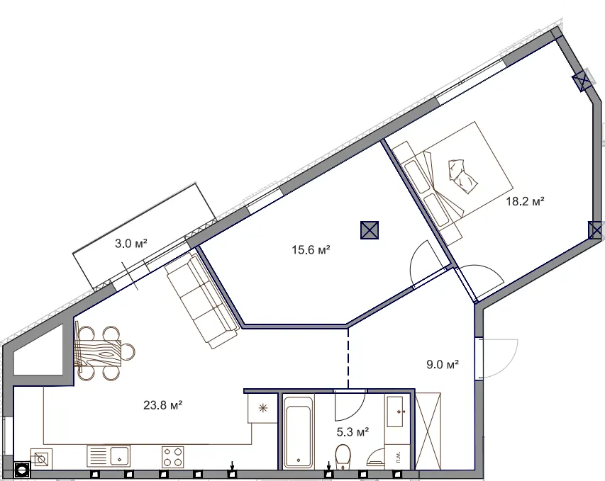ЖК Fine Flats Sofia — 72.8 м²