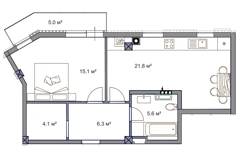 ЖК Fine Flats Sofia — 57.8 м²