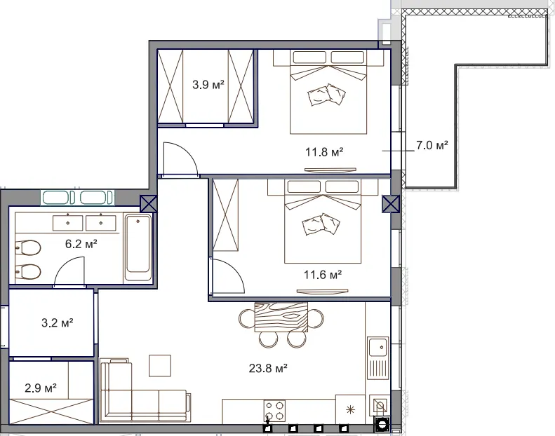 ЖК Fine Flats Sofia — 63.4 м²