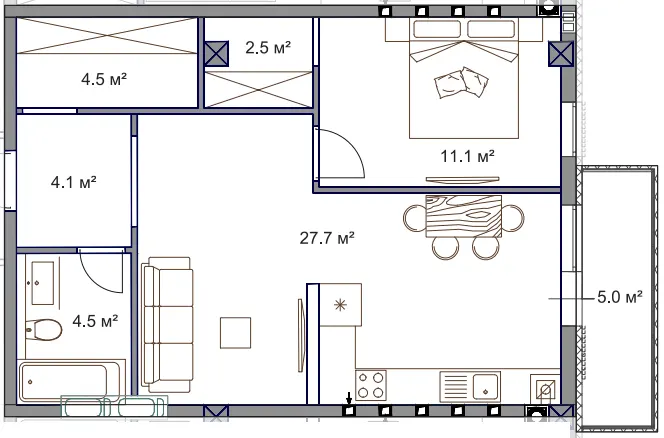 ЖК Fine Flats Sofia — 59.4 м²