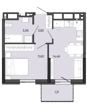 ЖК Садова Алея — 36.2 м²