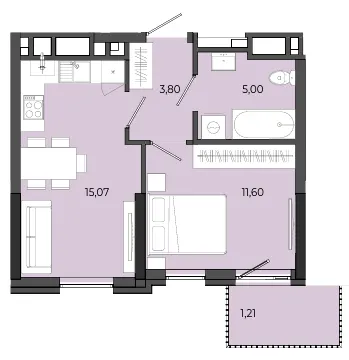 ЖК Садова Алея — 36.7 м²
