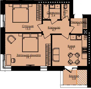 ЖК Атлант — 60.2 м²