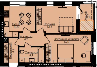 ЖК Атлант — 56.2 м²