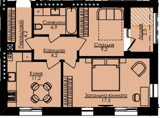 ЖК Атлант — 53.5 м²