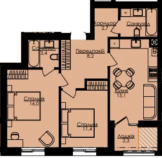 ЖК Атлант — 63.4 м²