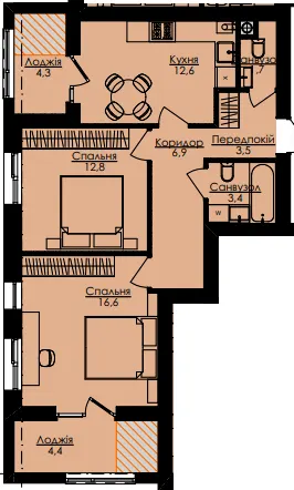 ЖК Атлант — 66.3 м²