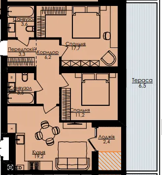 ЖК Атлант — 67.1 м²