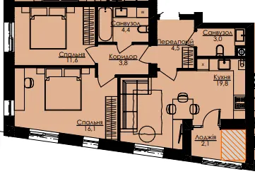 ЖК Атлант — 62.3 м²