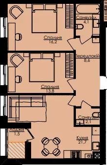 ЖК Атлант — 67.7 м²
