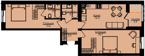 ЖК Атлант — 66.1 м²