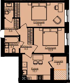 ЖК Атлант — 53.4 м²